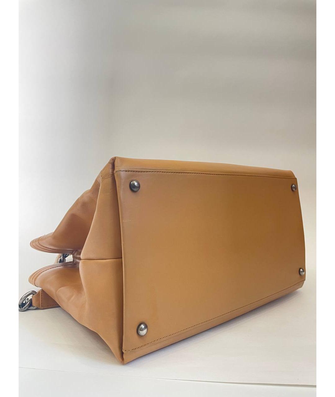 CHANEL PRE-OWNED Коричневая кожаная сумка с короткими ручками, фото 7