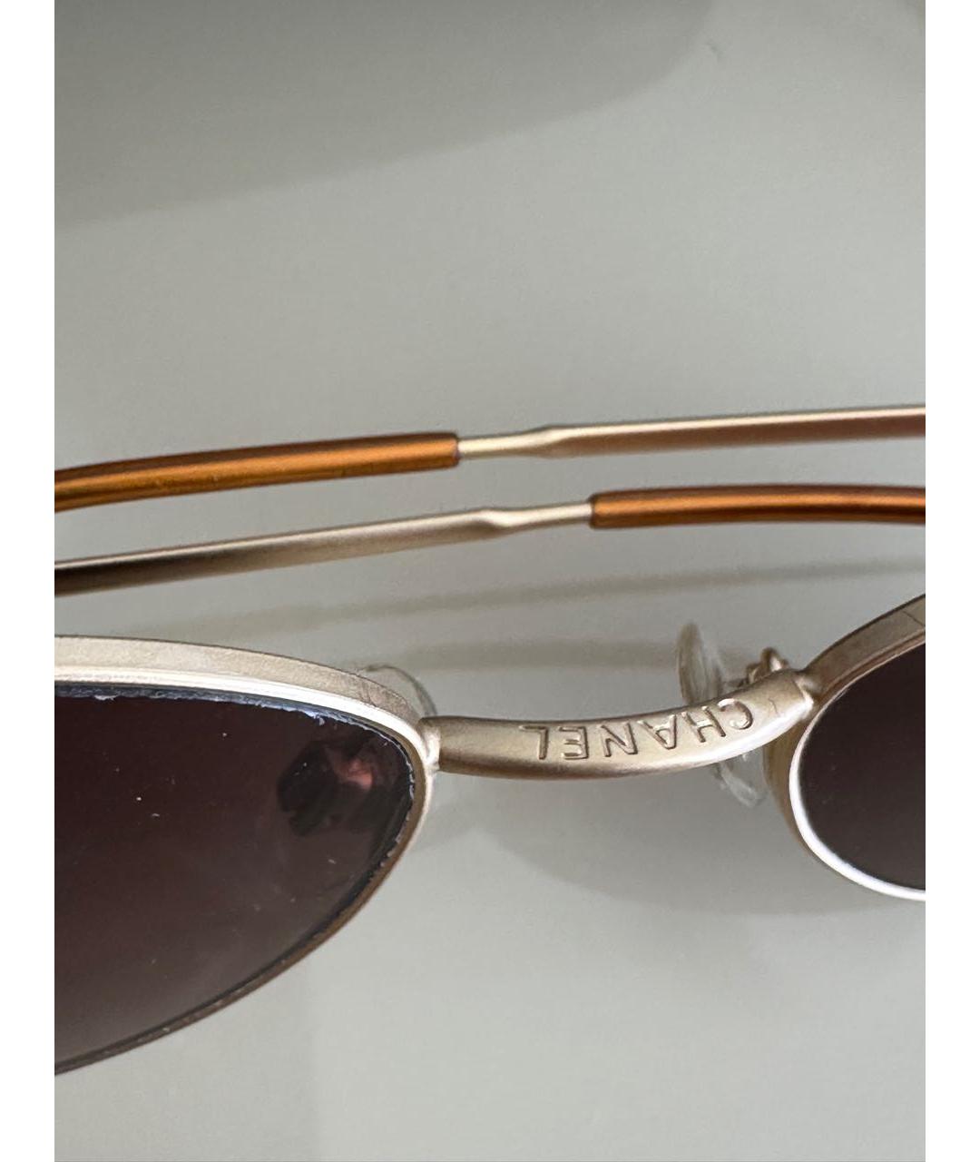 CHANEL Коричневые металлические солнцезащитные очки, фото 3