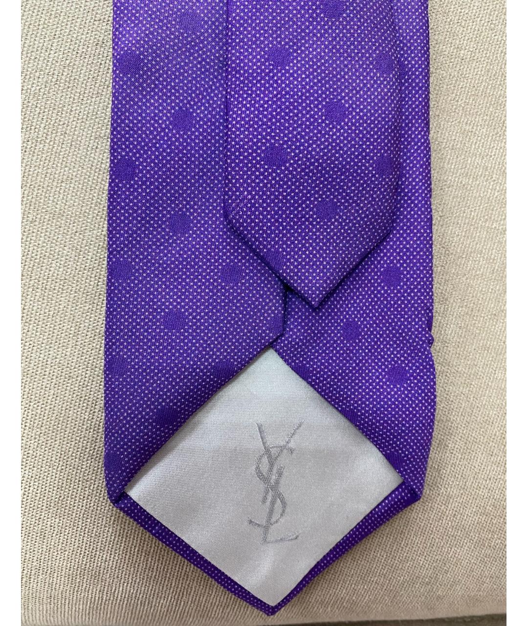 SAINT LAURENT Фиолетовый шелковый галстук, фото 4