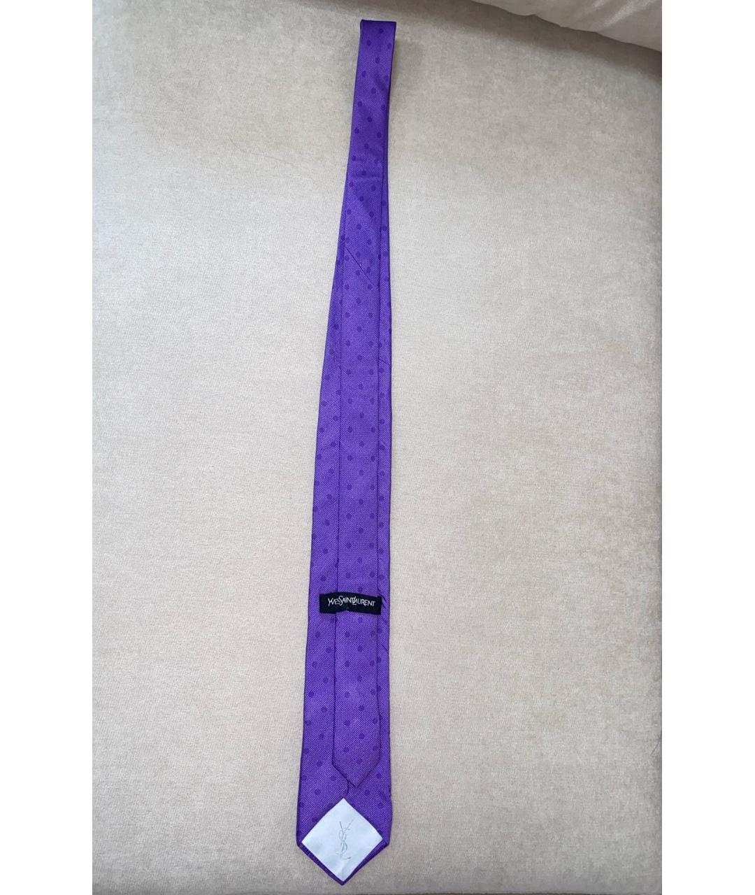 SAINT LAURENT Фиолетовый шелковый галстук, фото 7