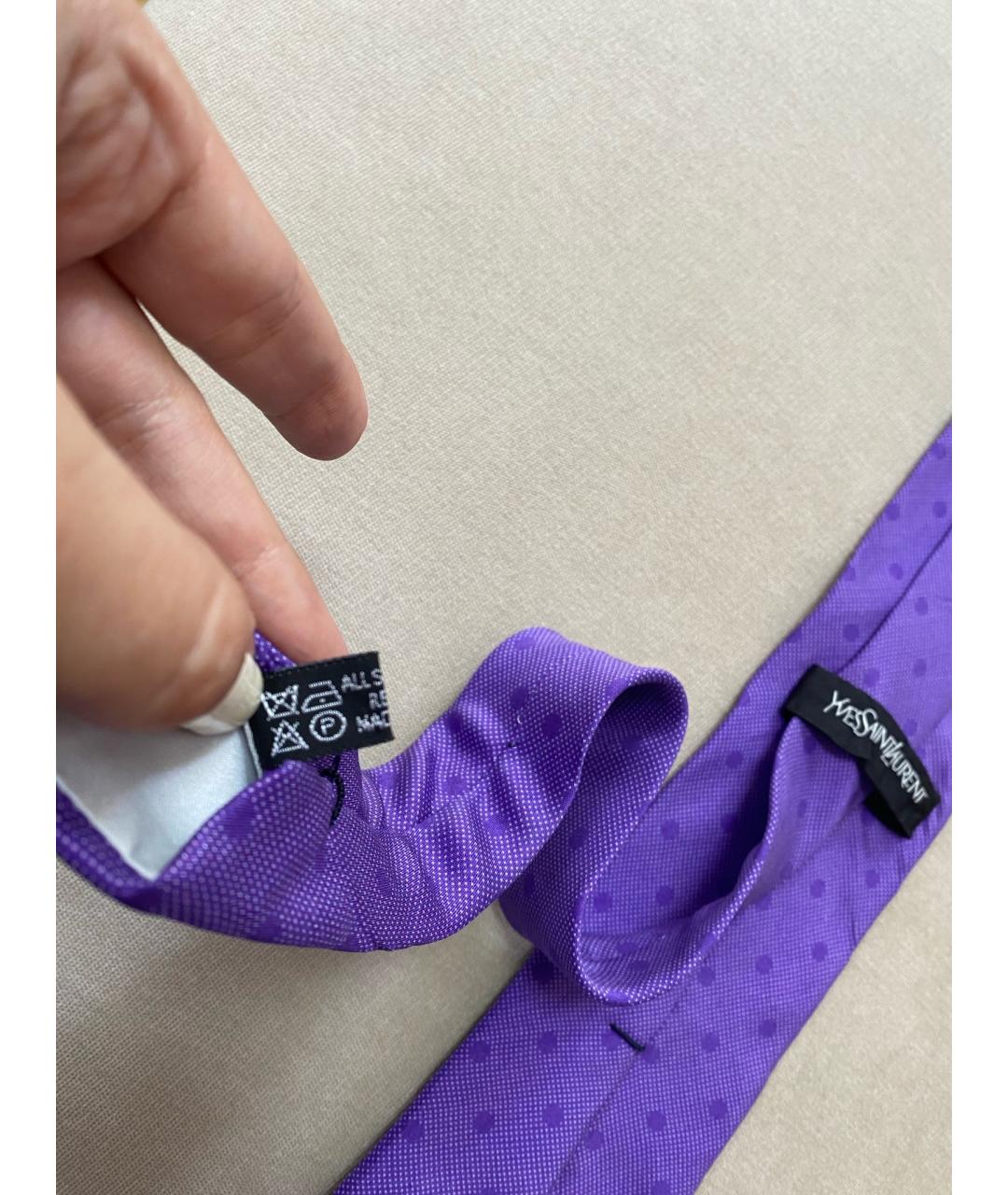 SAINT LAURENT Фиолетовый шелковый галстук, фото 9