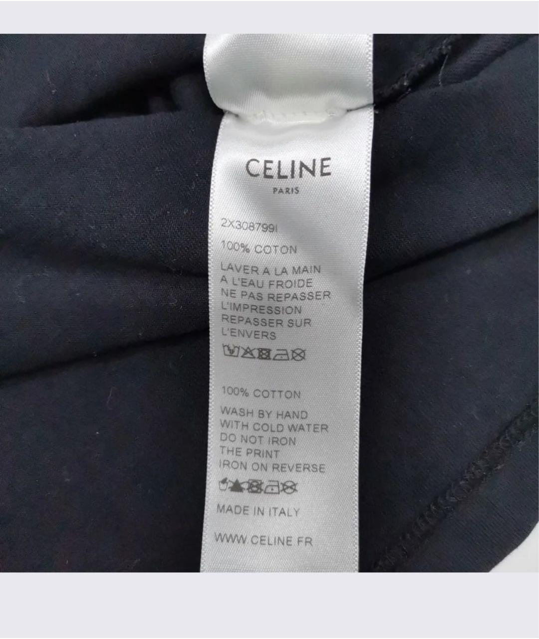 CELINE Черная хлопковая футболка, фото 3