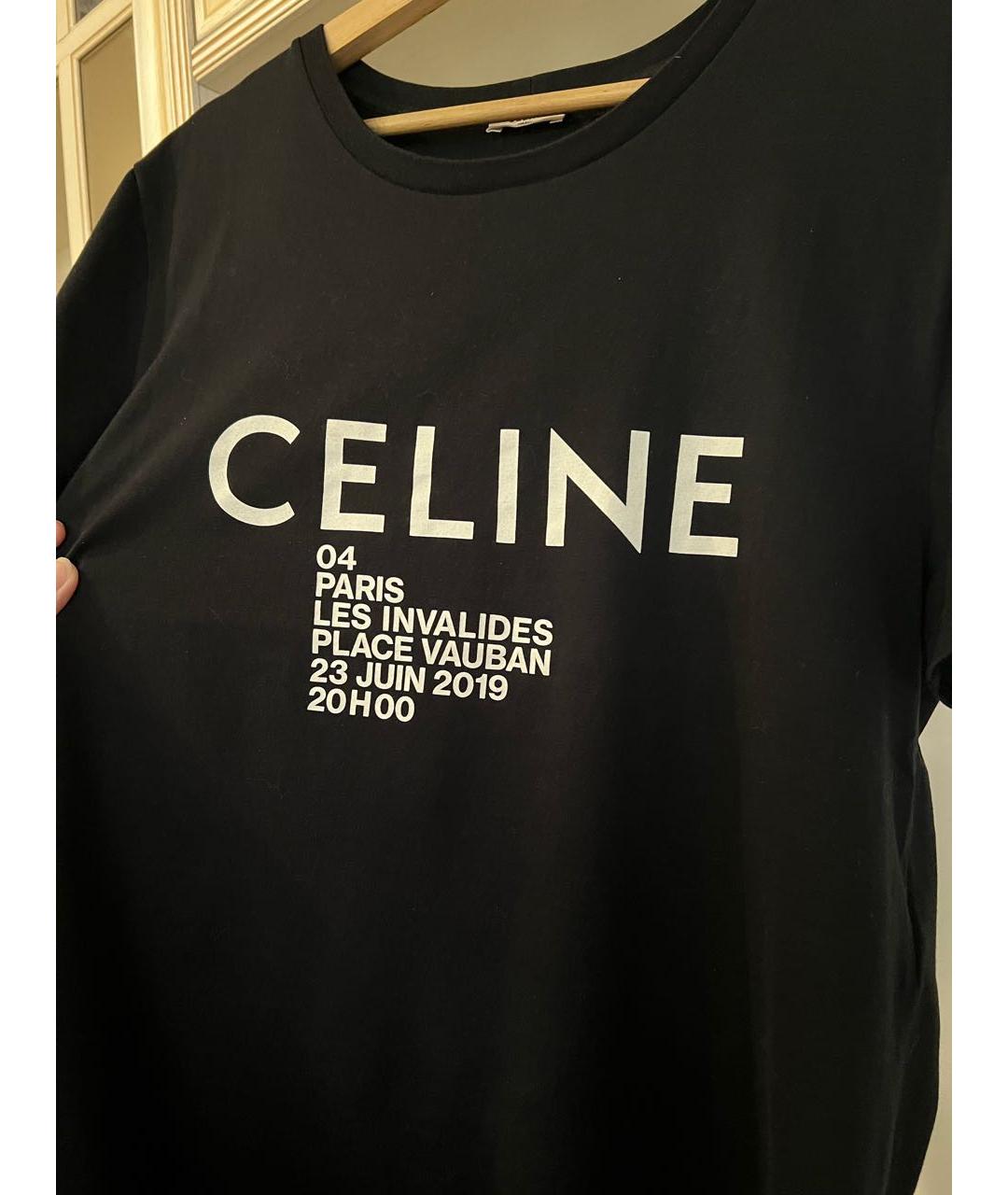CELINE Черная хлопковая футболка, фото 2