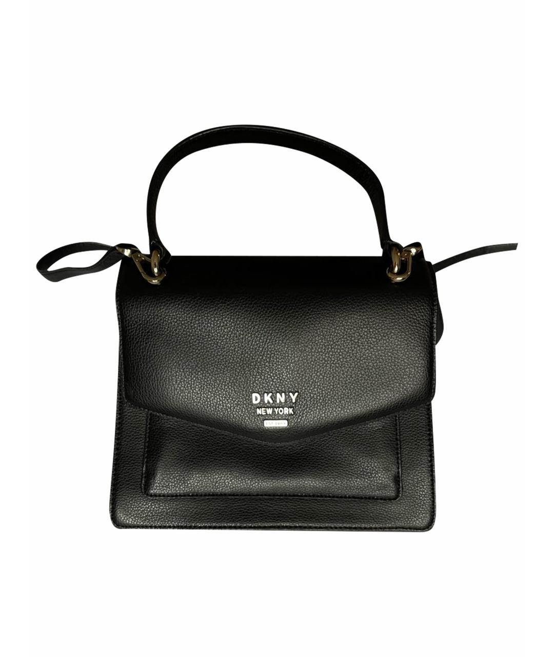 DKNY Черная кожаная сумка с короткими ручками, фото 1
