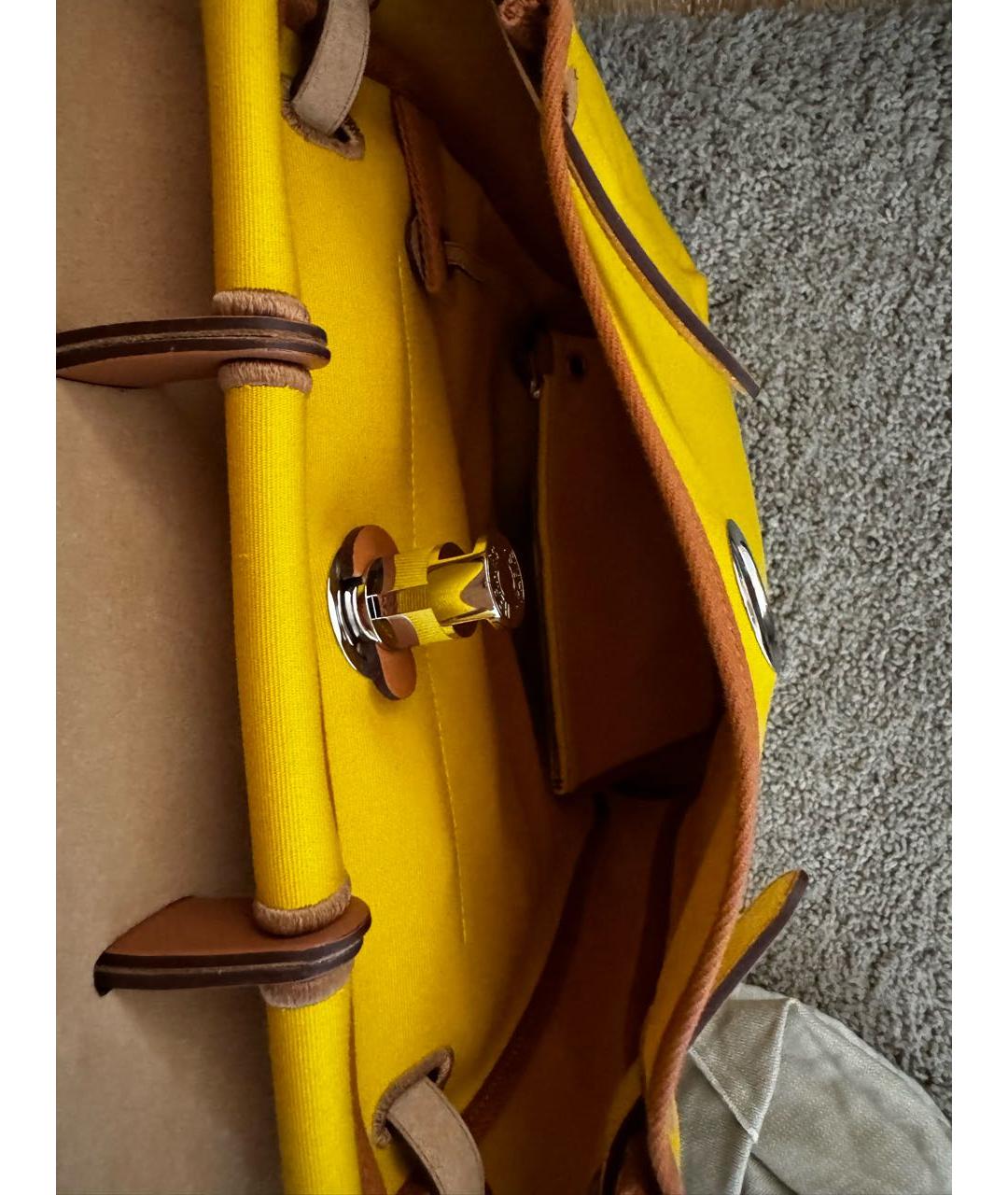 HERMES Желтый тканевый рюкзак, фото 4
