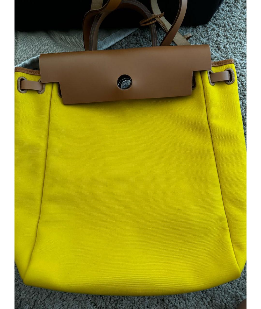 HERMES Желтый тканевый рюкзак, фото 2