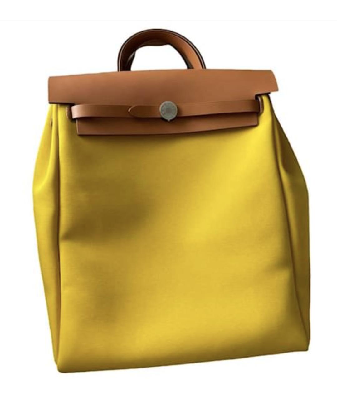 HERMES Желтый тканевый рюкзак, фото 5