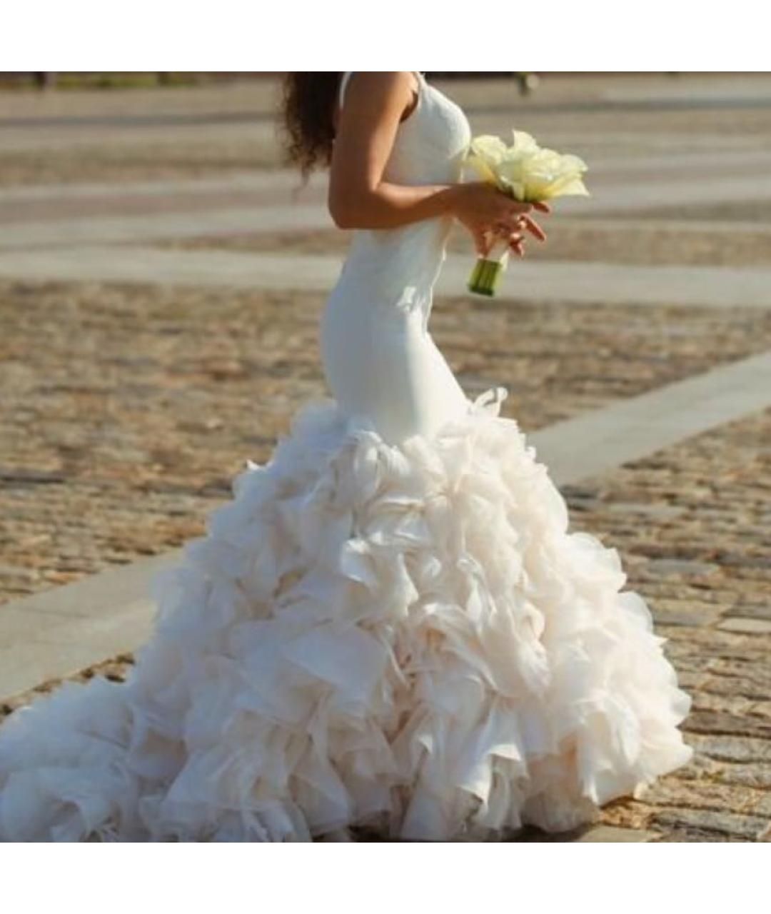 VERA WANG Белое шелковое свадебное платье, фото 4