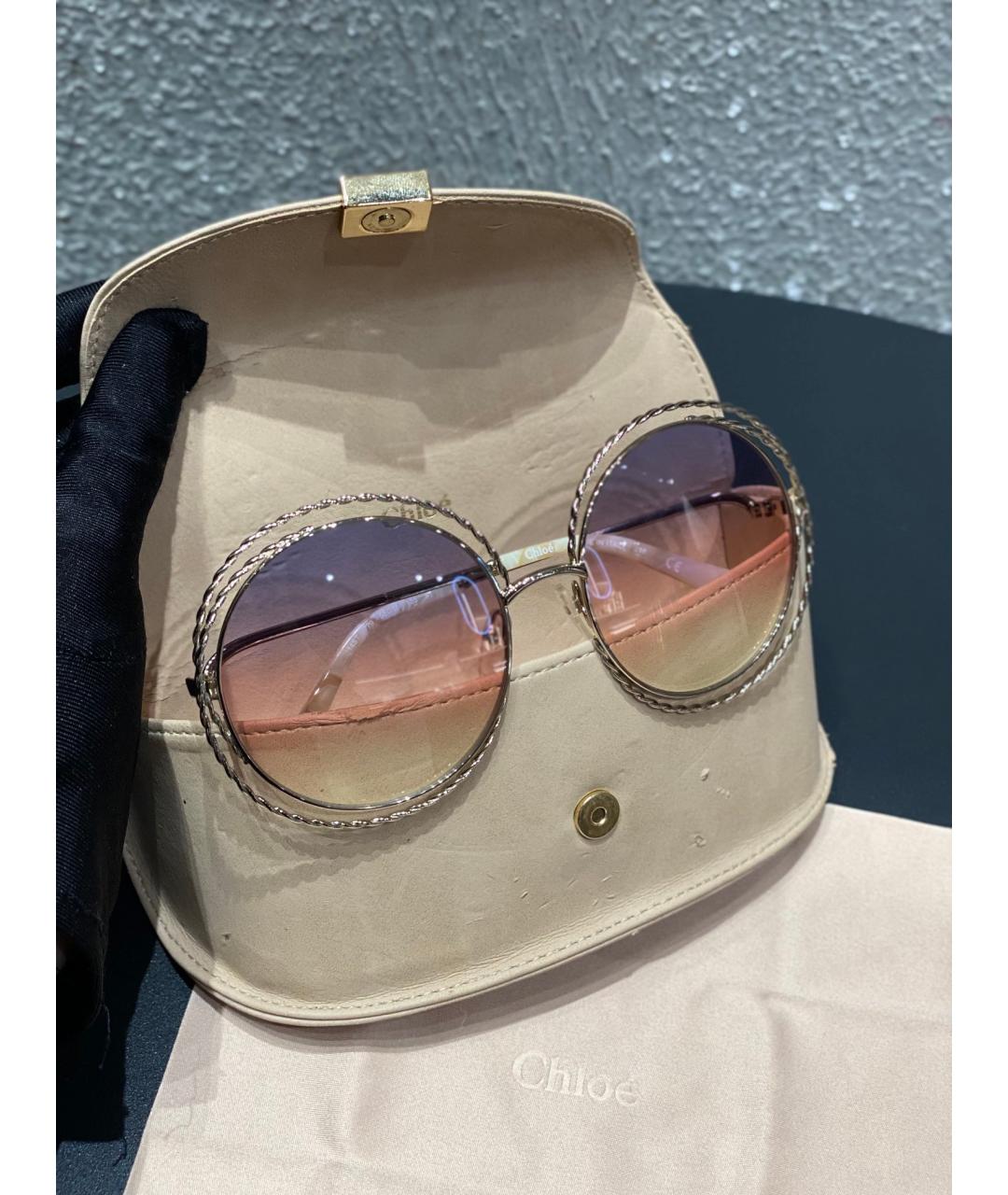 CHLOE Золотые деревянные солнцезащитные очки, фото 5