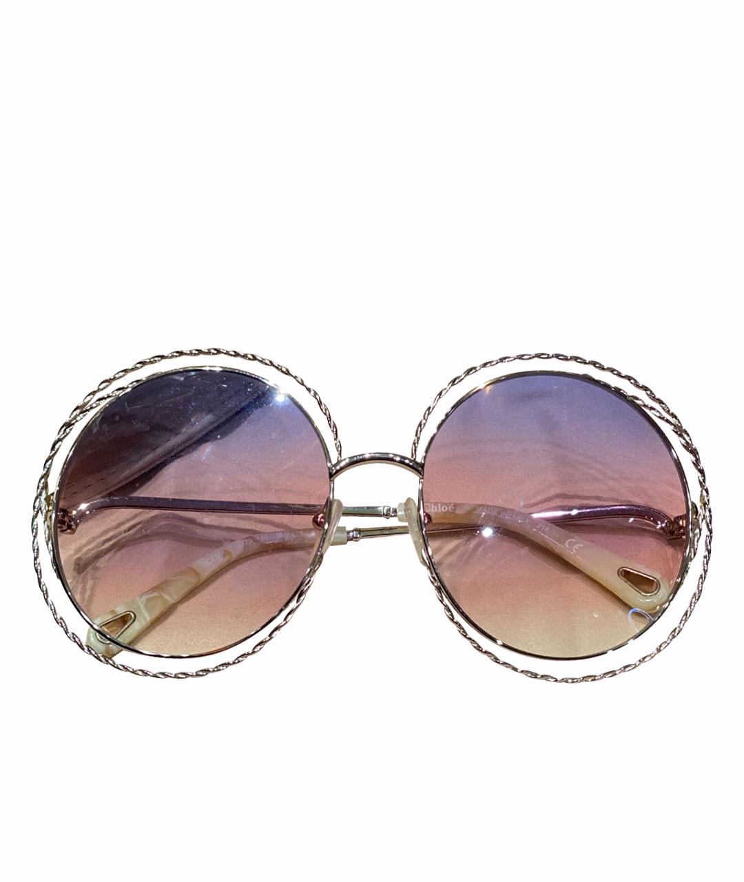 CHLOE Золотые деревянные солнцезащитные очки, фото 1
