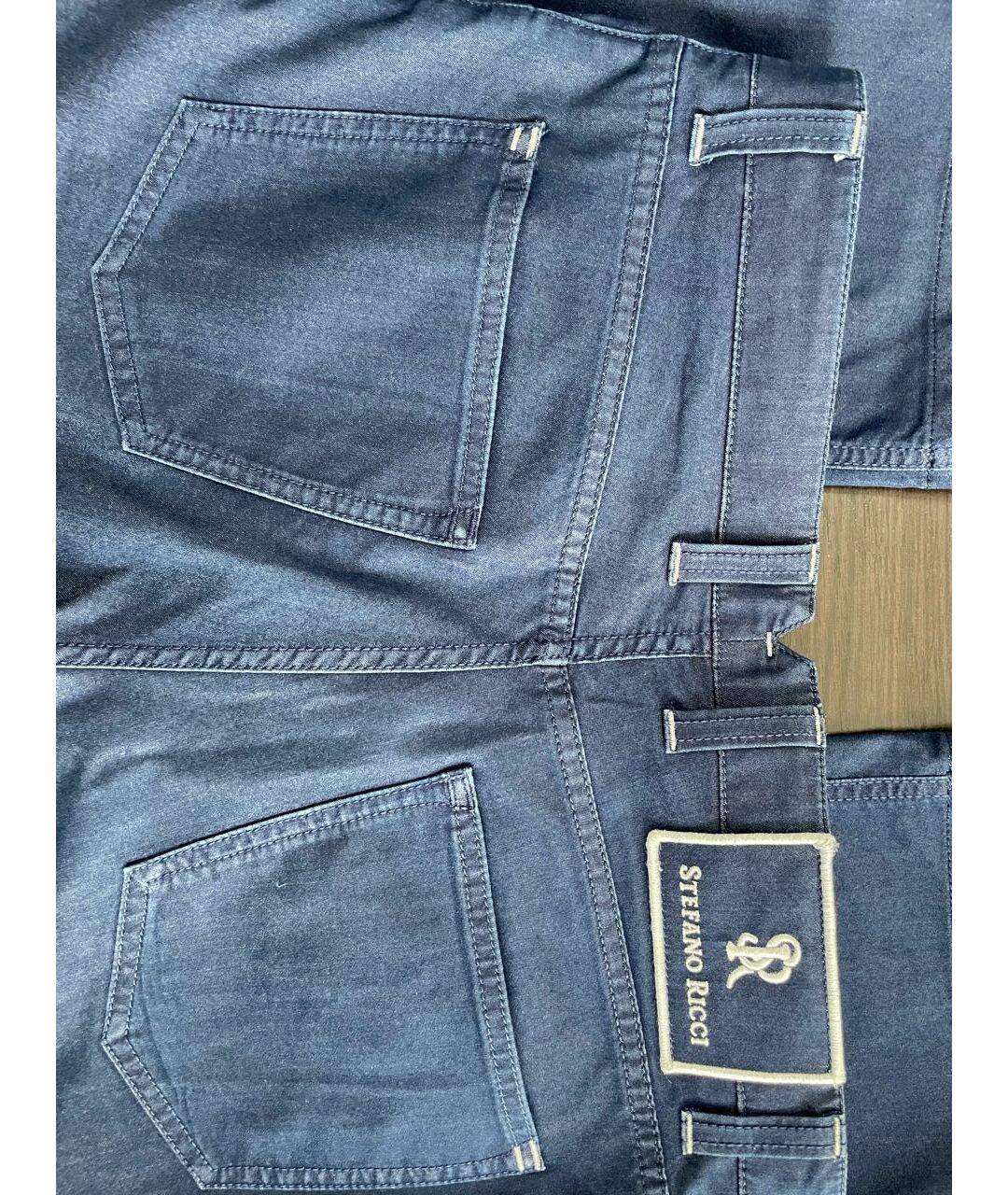 STEFANO RICCI Синие хлопко-полиэстеровые прямые джинсы, фото 6