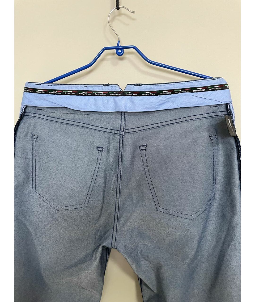STEFANO RICCI Синие хлопко-полиэстеровые прямые джинсы, фото 3