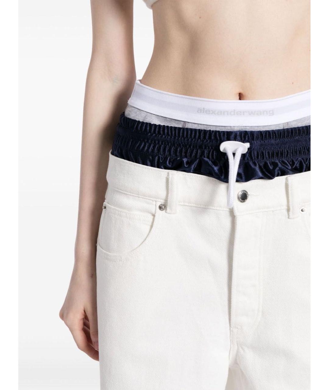 ALEXANDER WANG Белые хлопко-полиэстеровые прямые джинсы, фото 3