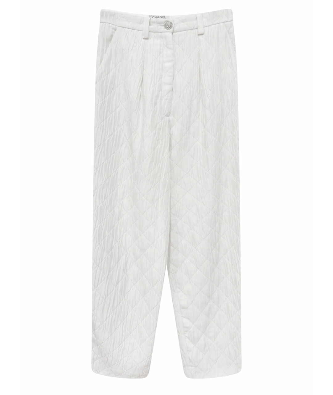 CHANEL PRE-OWNED Белые атласные прямые брюки, фото 1