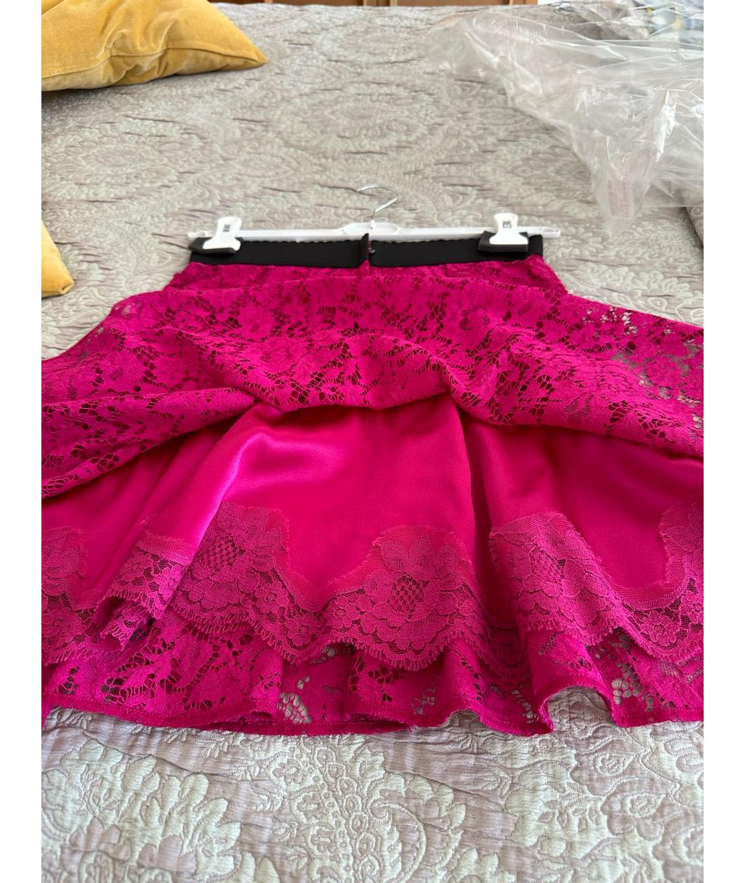 DOLCE&GABBANA Фуксия кружевная юбка мини, фото 3