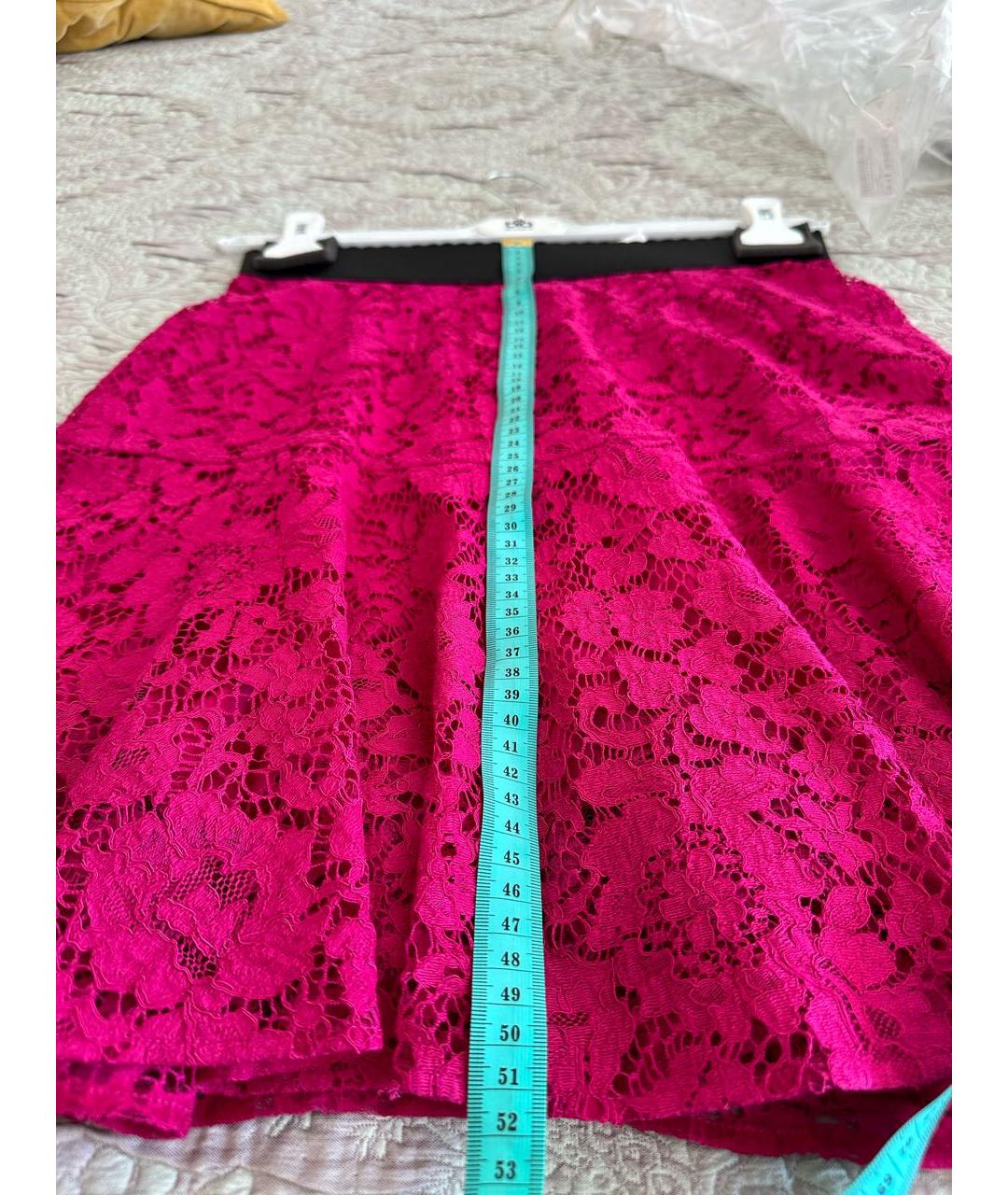 DOLCE&GABBANA Фуксия кружевная юбка мини, фото 7
