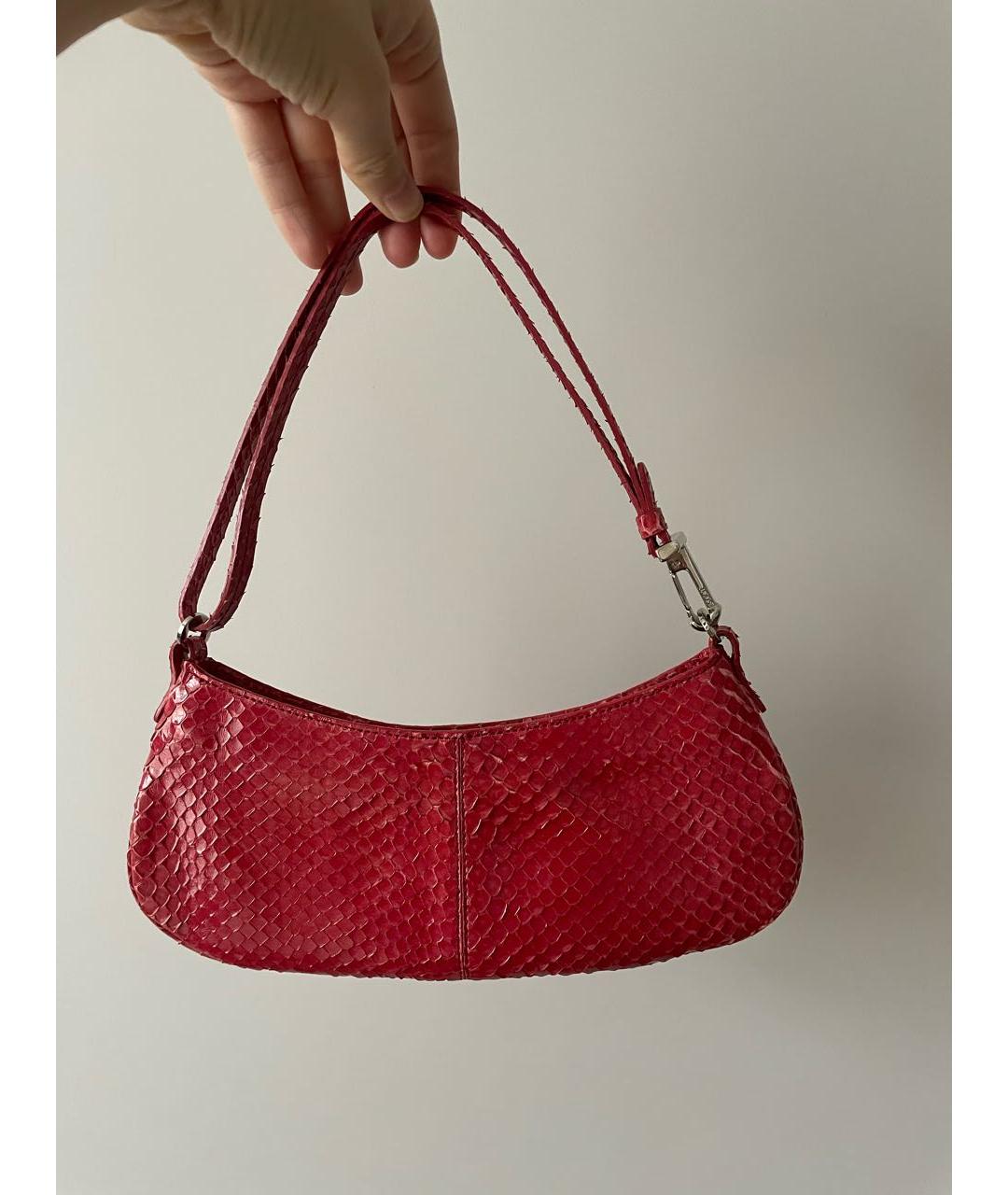 TOD'S Красная сумка с короткими ручками из экзотической кожи, фото 2