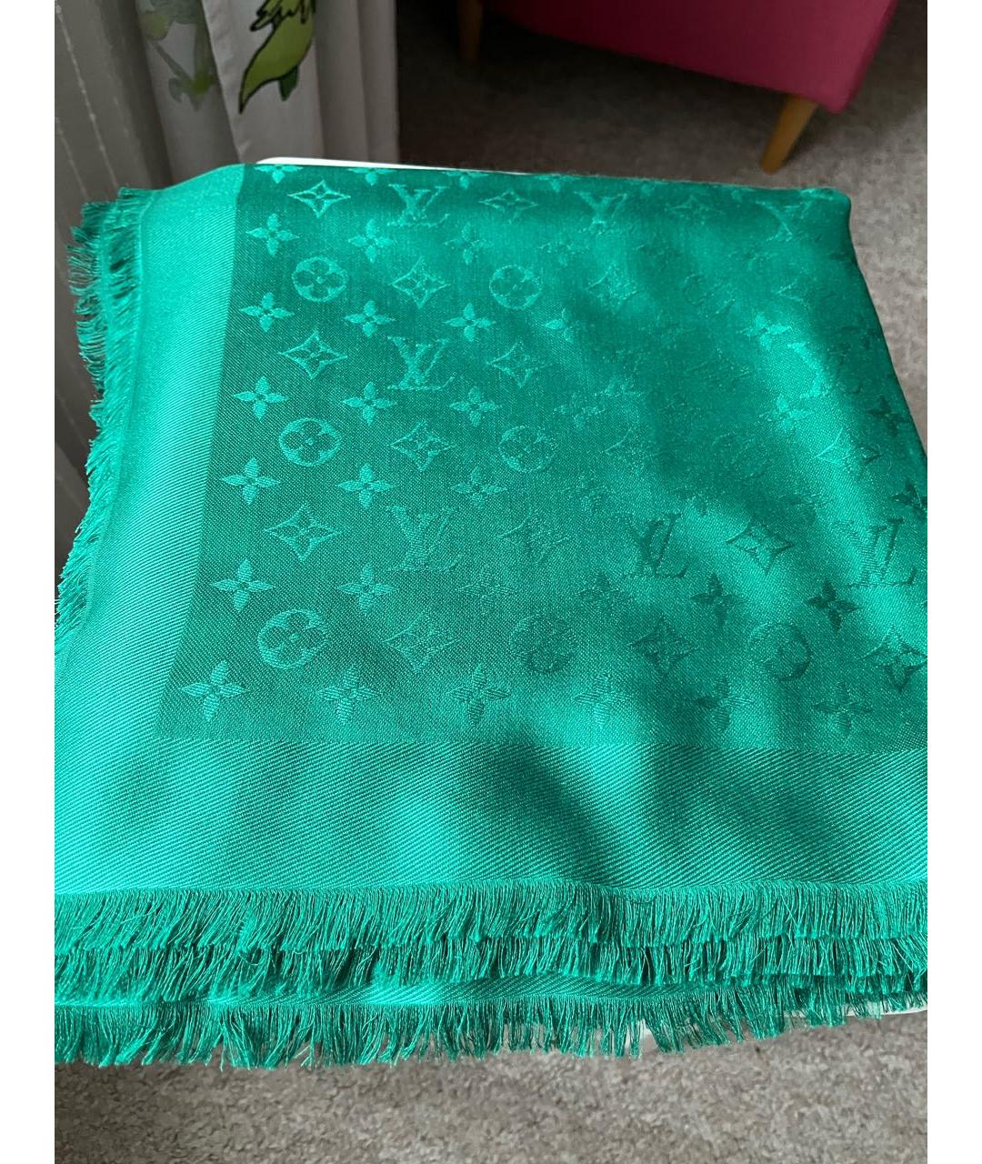 LOUIS VUITTON PRE-OWNED Зеленый кашемировый платок, фото 4