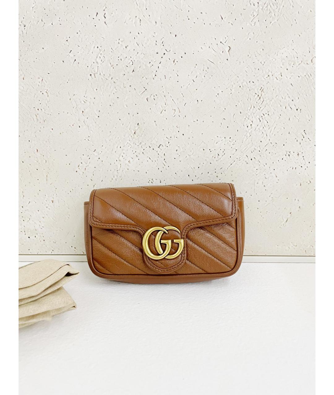 GUCCI Коричневая кожаная сумка через плечо, фото 7