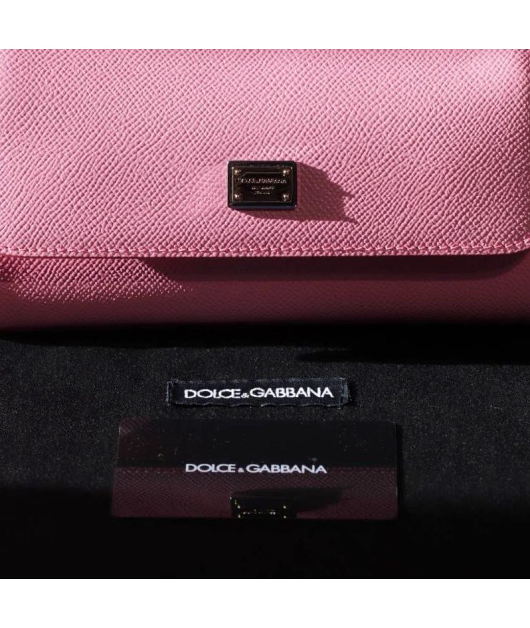 DOLCE&GABBANA Розовая кожаная сумка с короткими ручками, фото 7