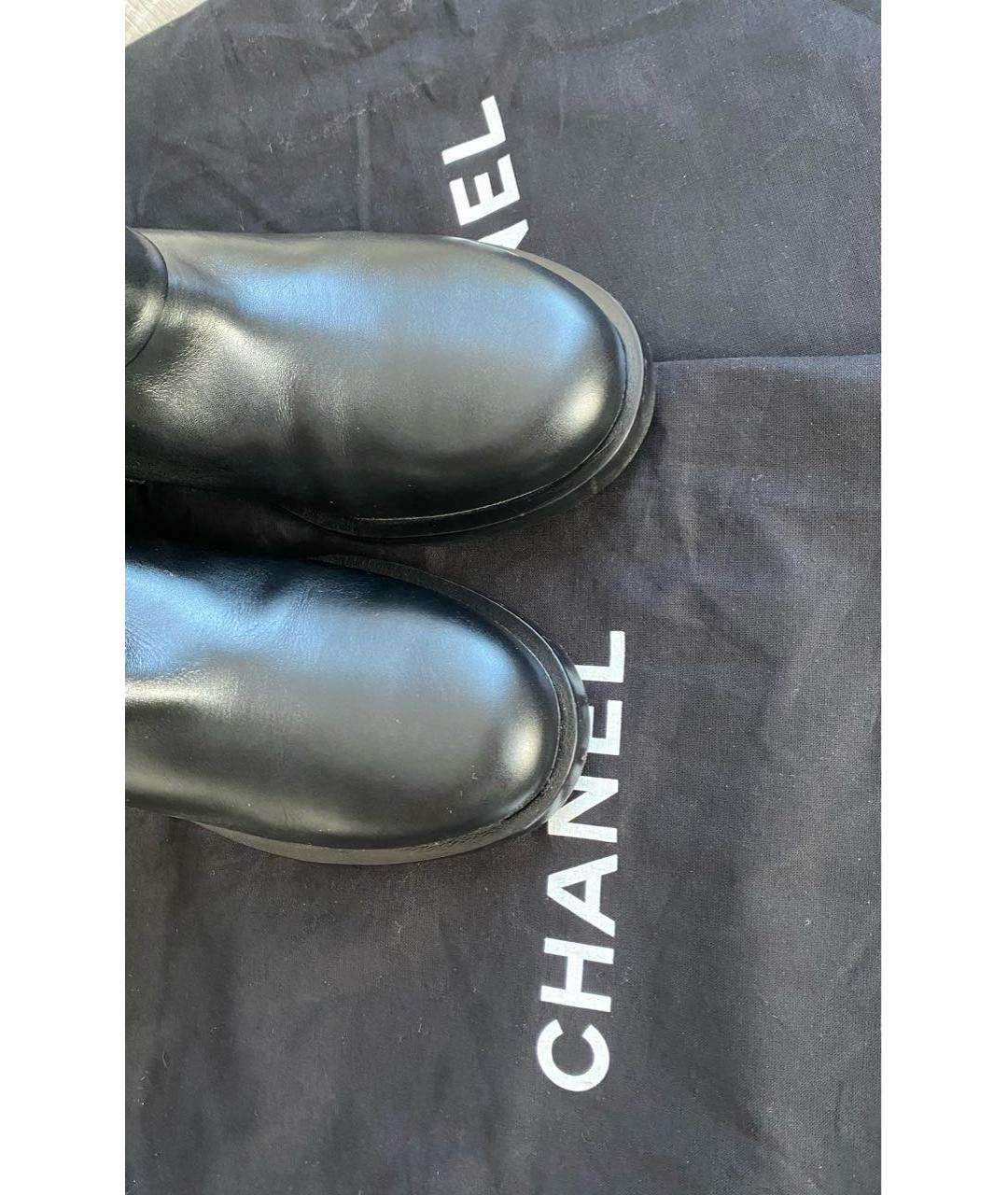 CHANEL Черные кожаные сапоги, фото 3