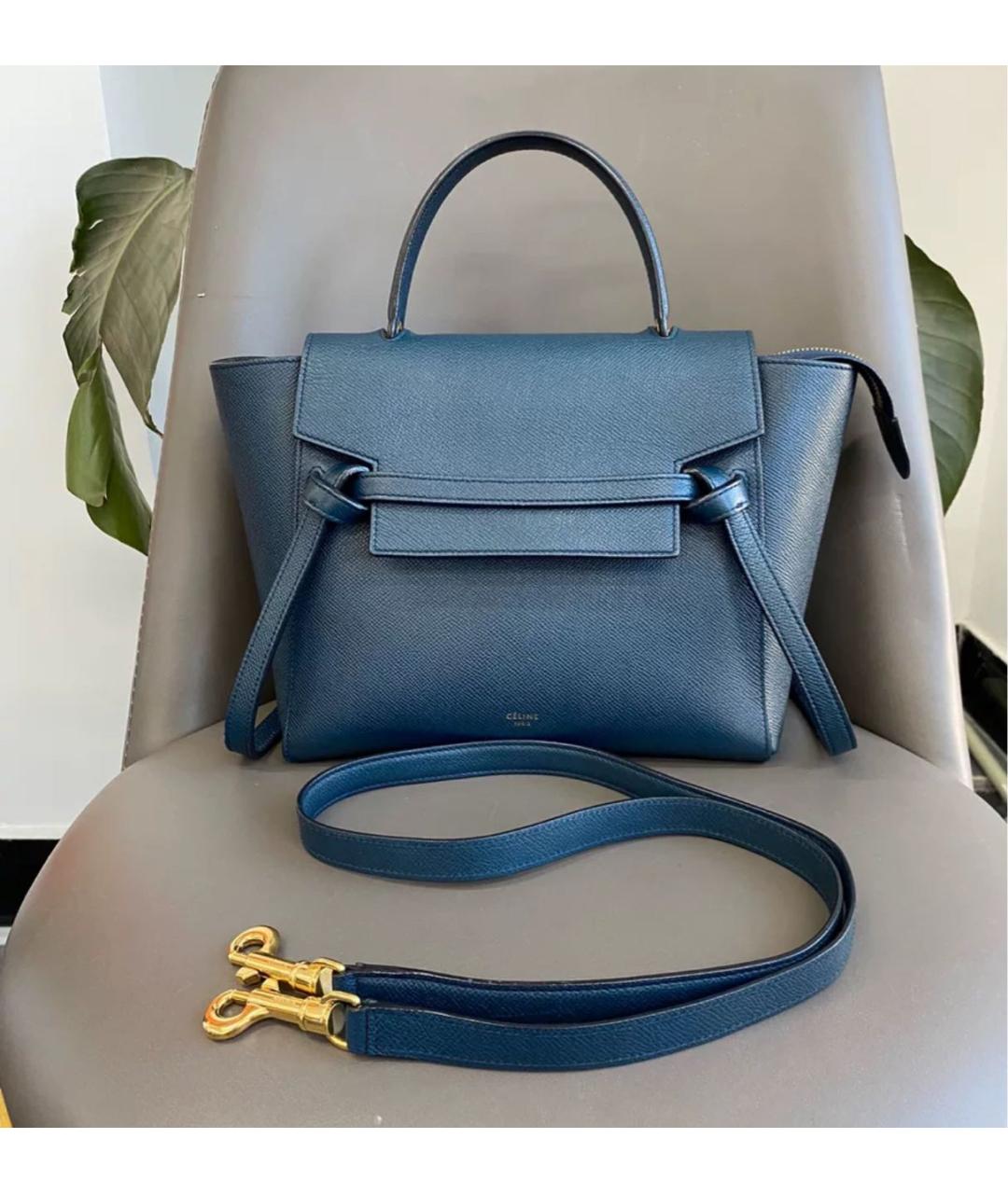 CELINE PRE-OWNED Темно-синяя кожаная сумка тоут, фото 2