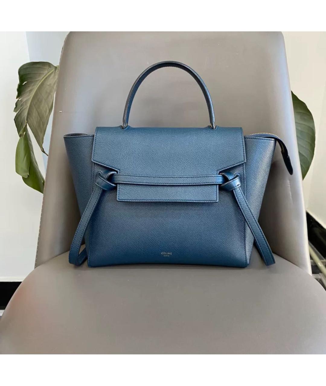 CELINE PRE-OWNED Темно-синяя кожаная сумка тоут, фото 3