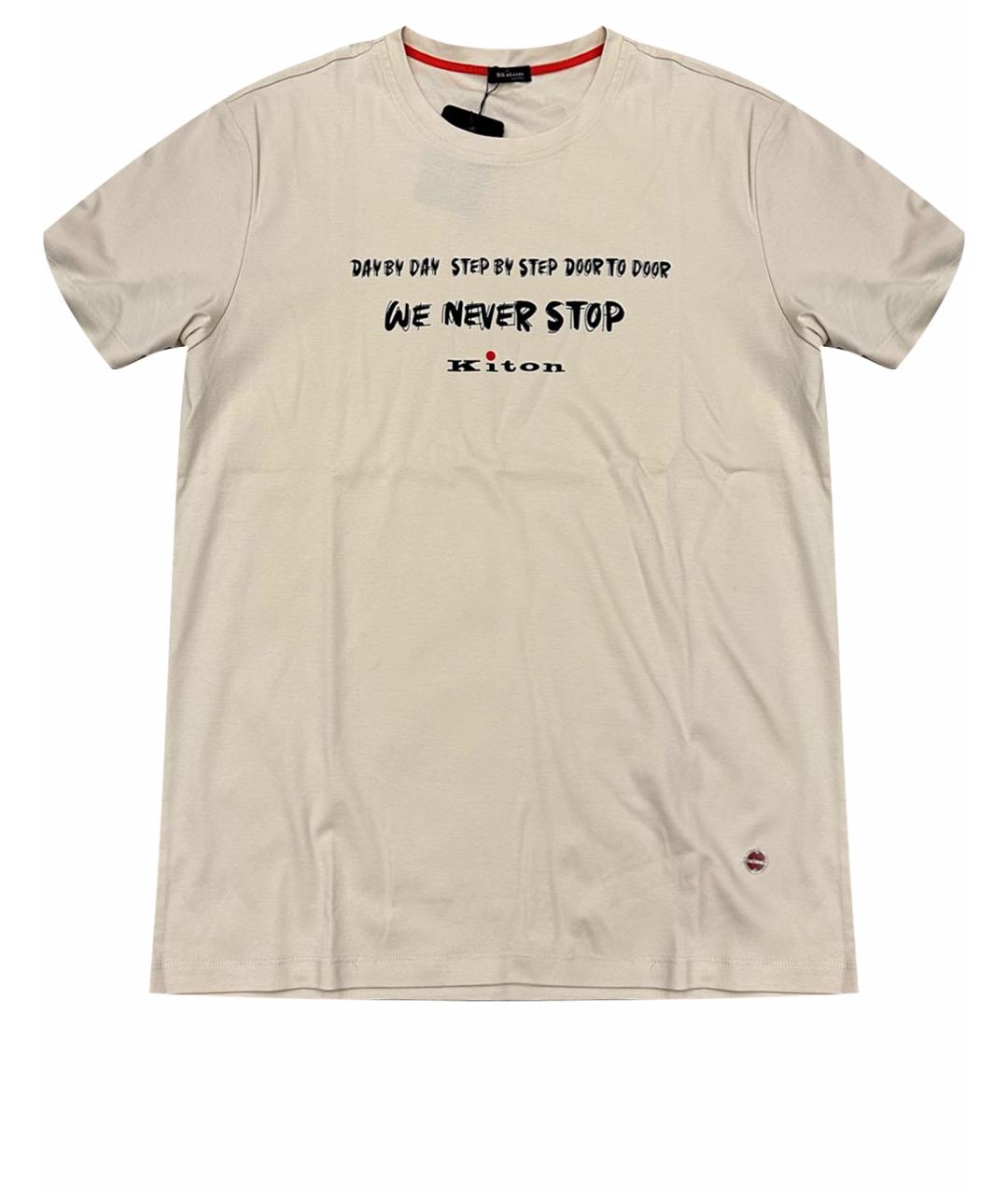 KITON Бежевая хлопковая футболка, фото 1