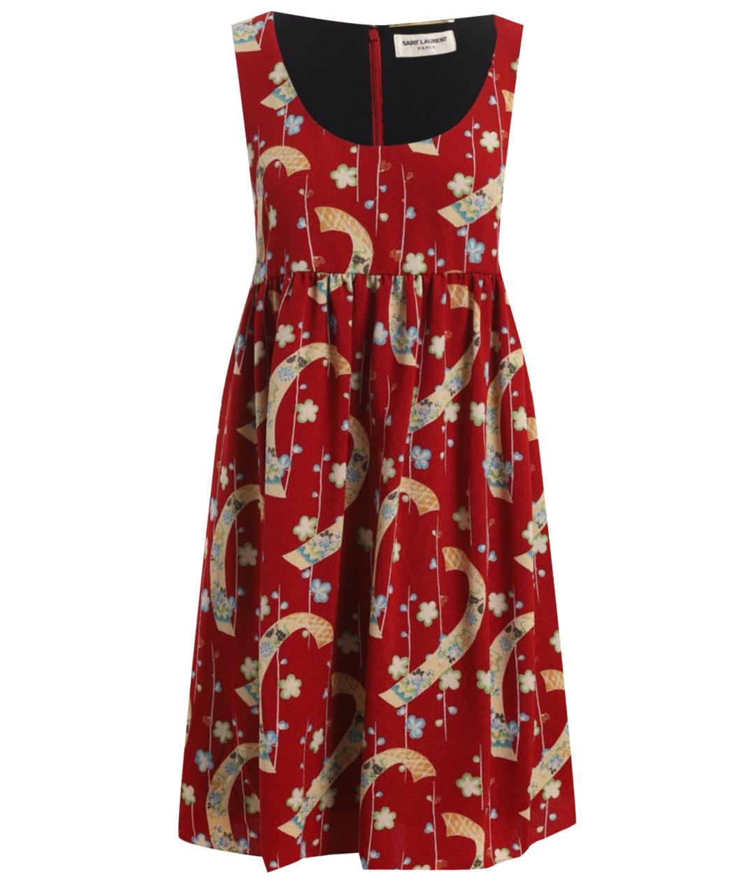 SAINT LAURENT Бордовое полиэстеровое повседневное платье, фото 1