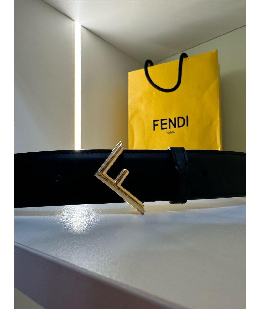 FENDI Черный кожаный ремень, фото 4