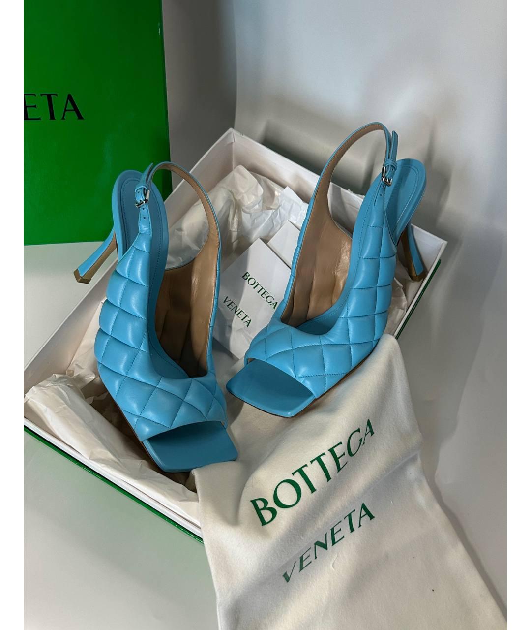 BOTTEGA VENETA Голубые кожаные босоножки, фото 5