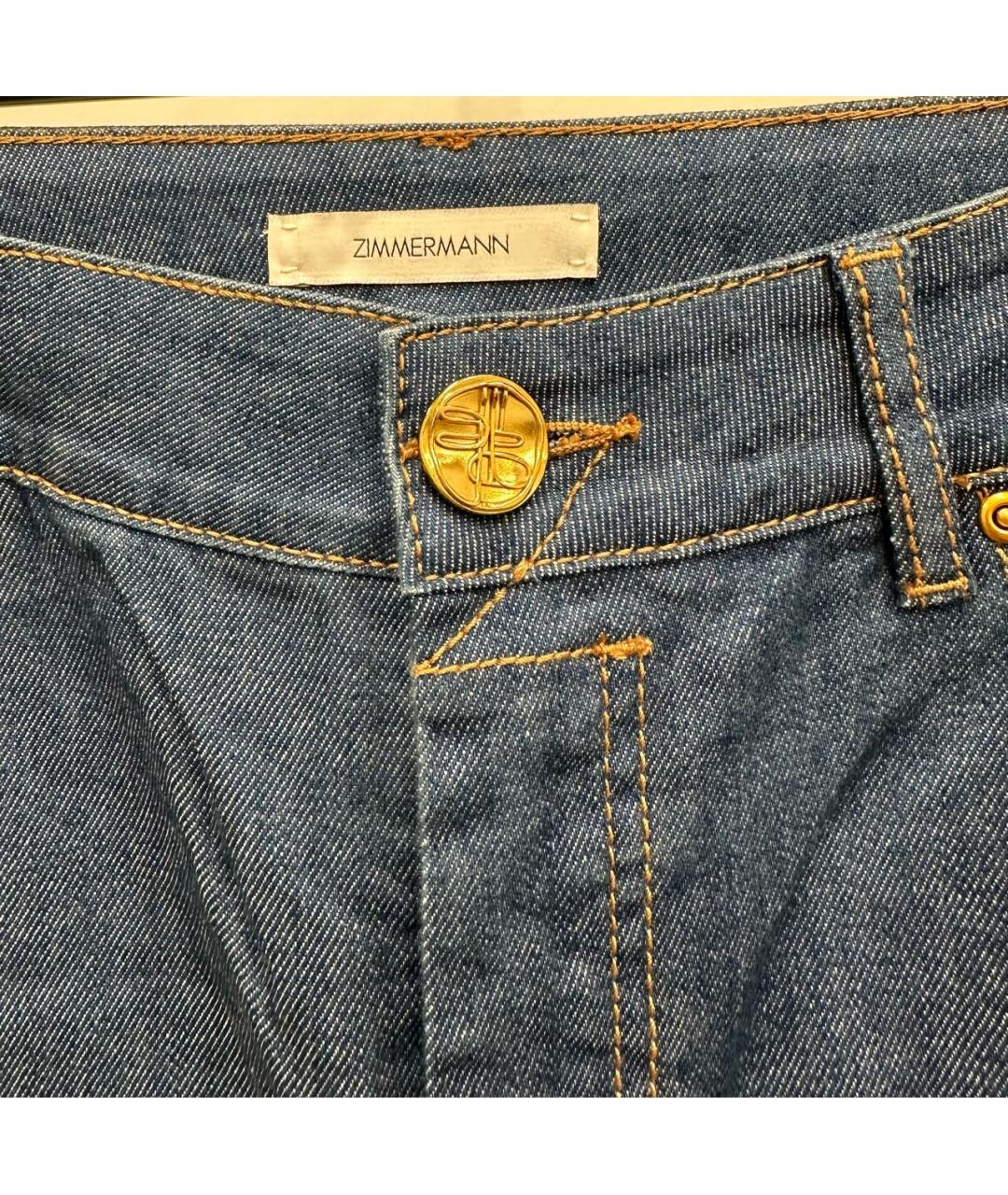 ZIMMERMANN Синие хлопко-эластановые джинсы клеш, фото 4