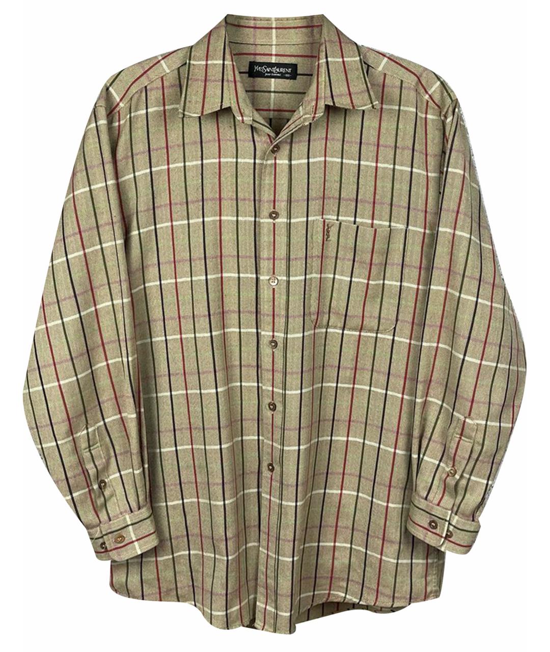SAINT LAURENT Горчичная хлопковая кэжуал рубашка, фото 1