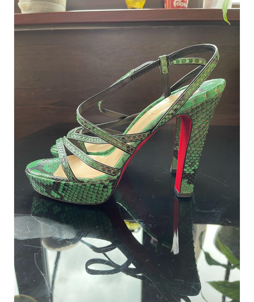 CHRISTIAN LOUBOUTIN Зеленые туфли из экзотической кожи, фото 7
