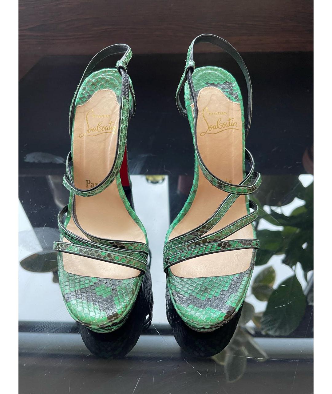 CHRISTIAN LOUBOUTIN Зеленые туфли из экзотической кожи, фото 2