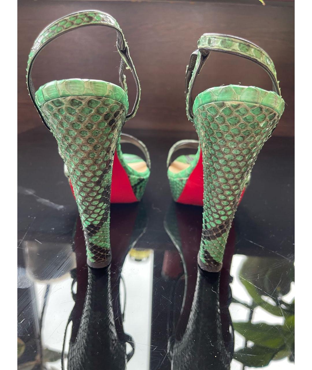 CHRISTIAN LOUBOUTIN Зеленые туфли из экзотической кожи, фото 4