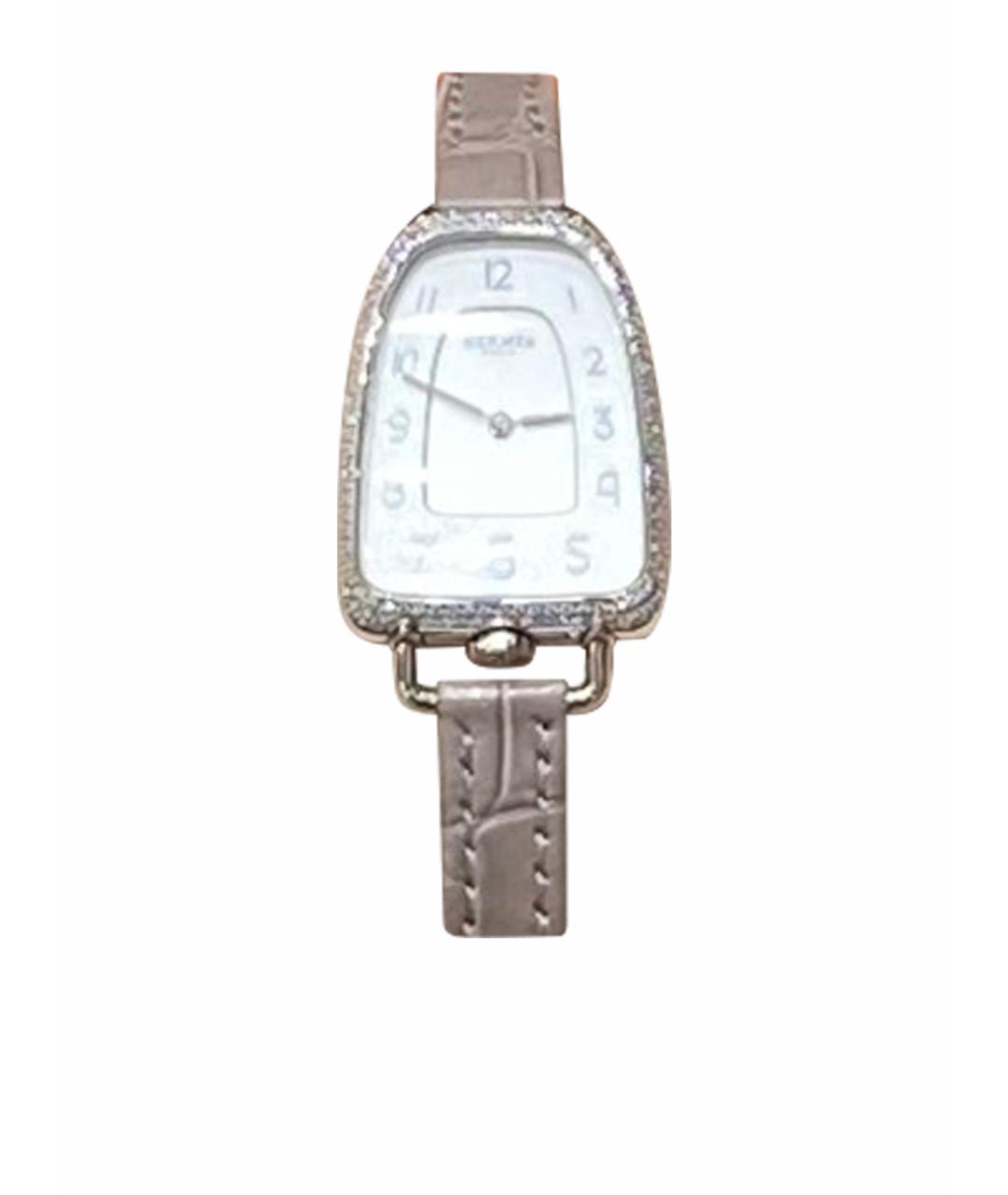 HERMES PRE-OWNED Белые стальные часы, фото 1