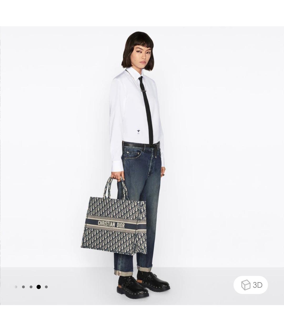 CHRISTIAN DIOR Темно-синяя жаккардовая сумка тоут, фото 3
