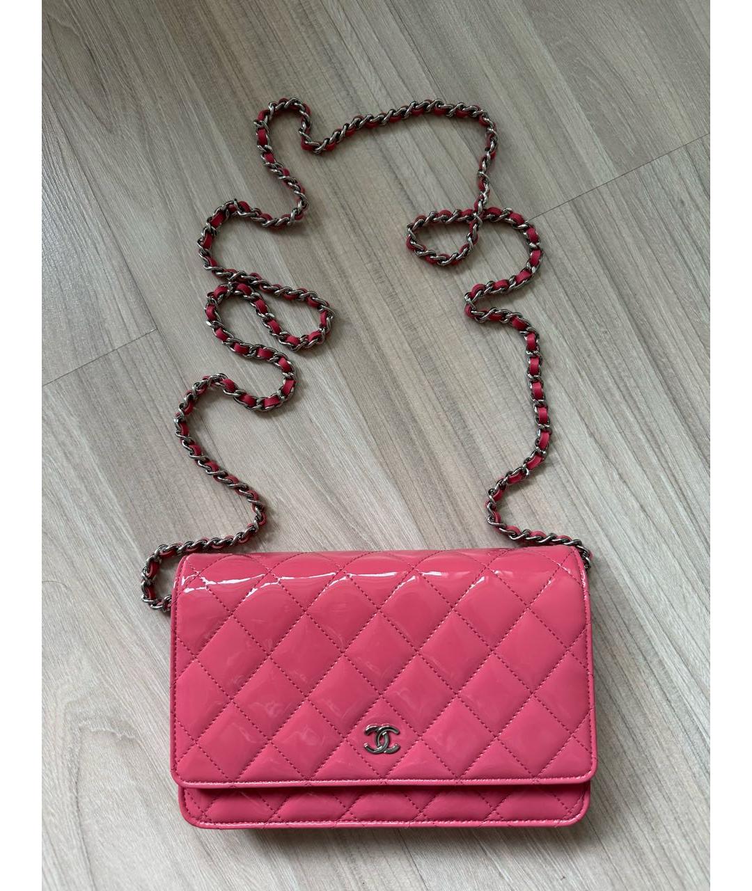 CHANEL PRE-OWNED Розовая сумка через плечо из лакированной кожи, фото 8