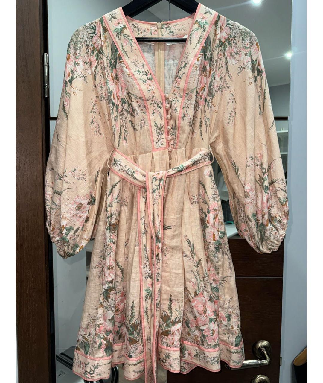 ZIMMERMANN Розовое льняное повседневное платье, фото 5