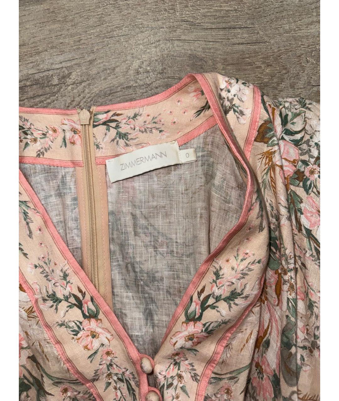 ZIMMERMANN Розовое льняное повседневное платье, фото 3