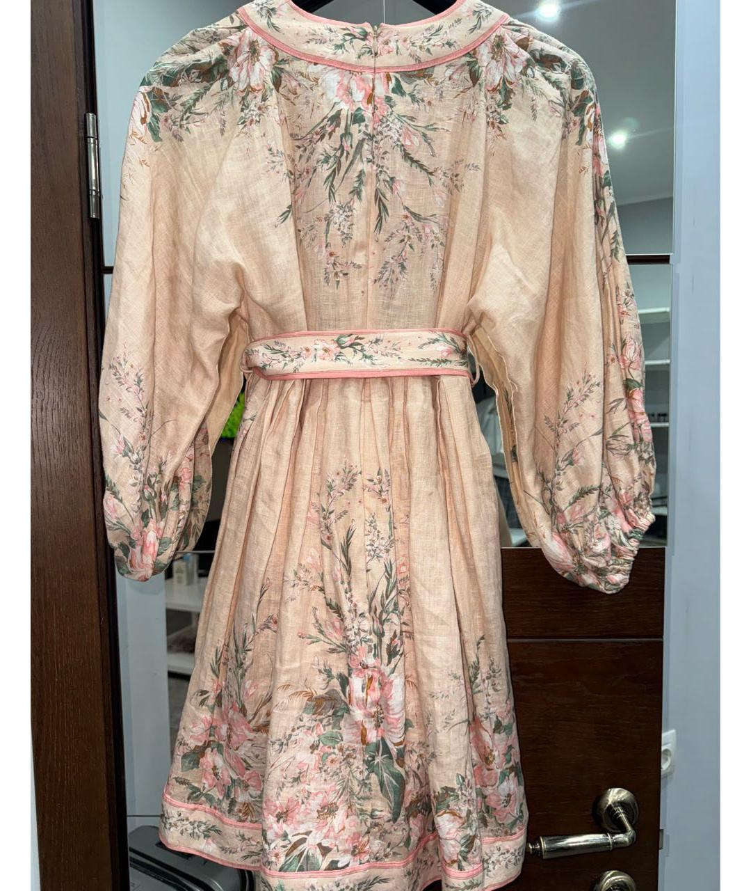 ZIMMERMANN Розовое льняное повседневное платье, фото 2