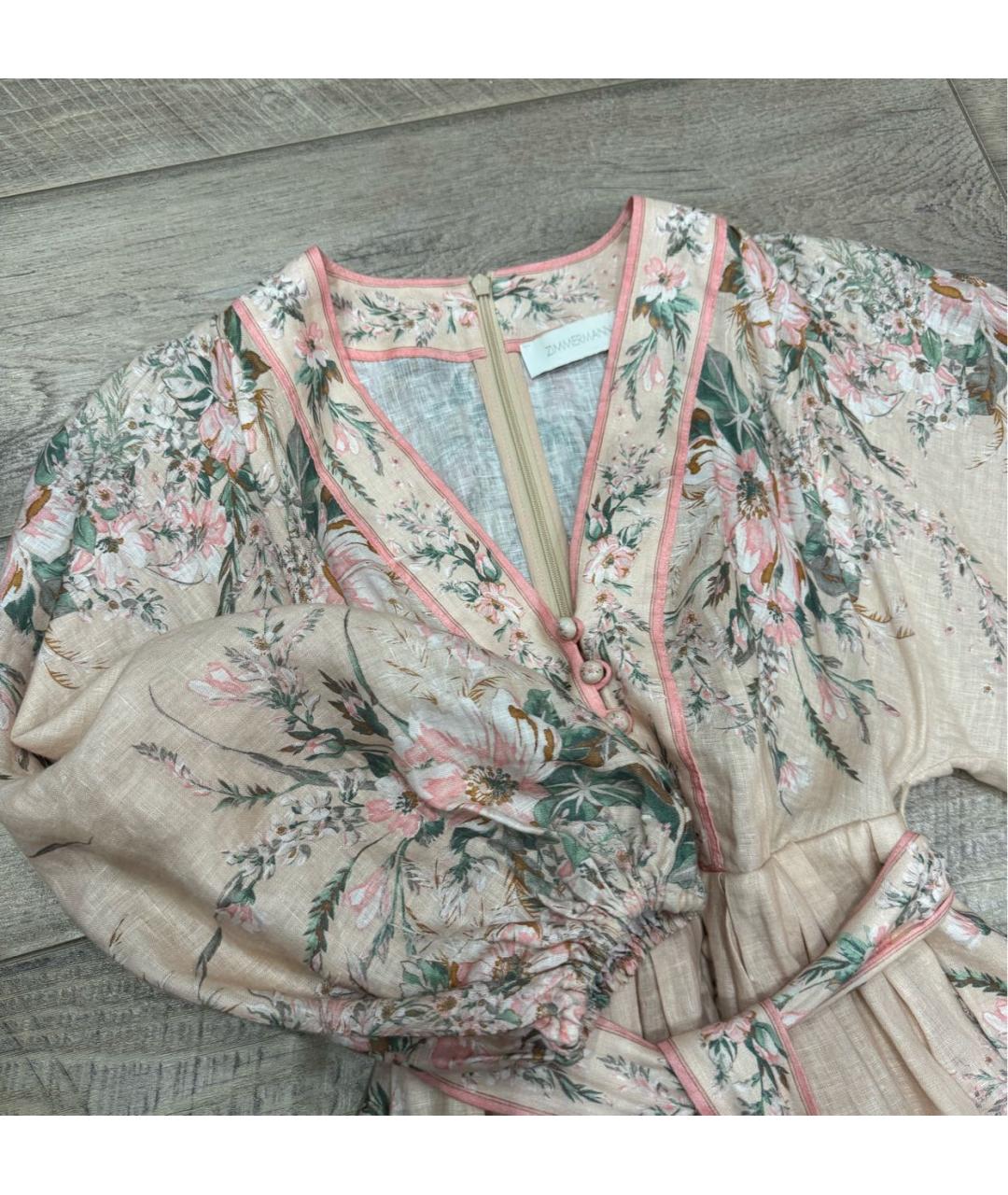 ZIMMERMANN Розовое льняное повседневное платье, фото 4