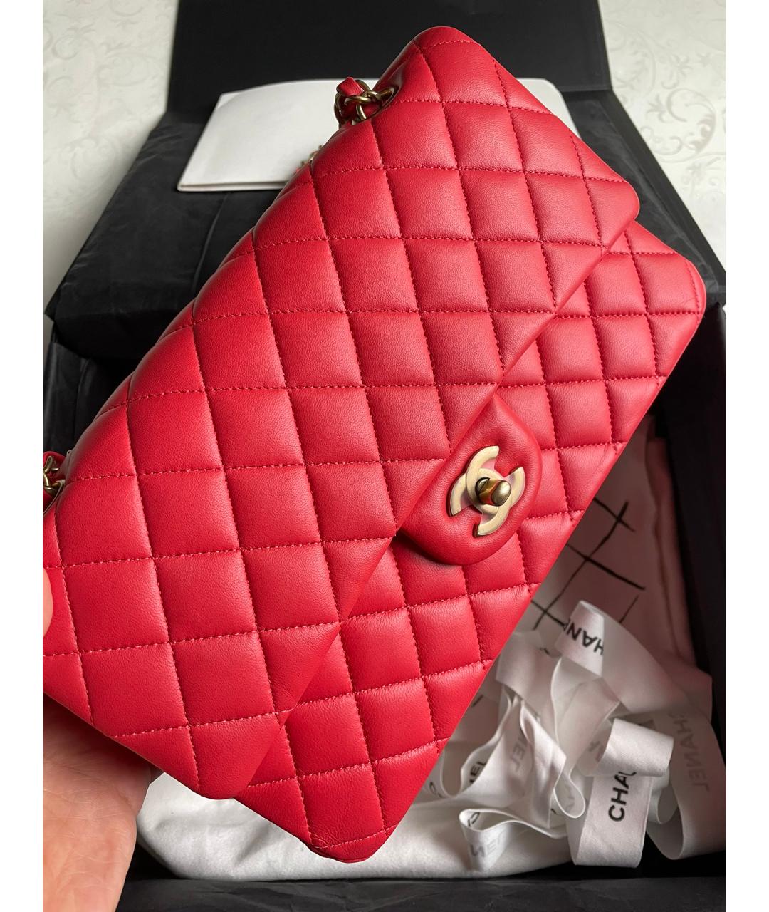 CHANEL PRE-OWNED Красная кожаная сумка через плечо, фото 2