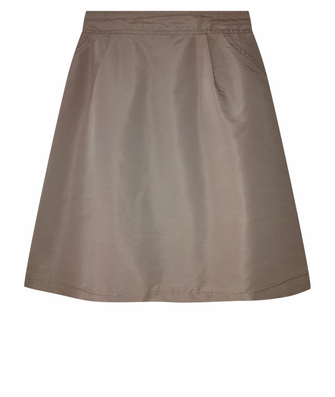 CELINE Бежевая шелковая юбка мини, фото 1