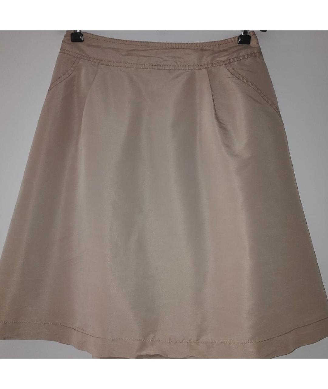CELINE Бежевая шелковая юбка мини, фото 6