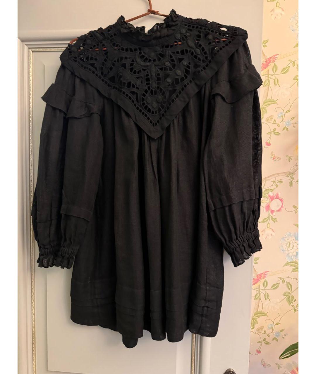 ISABEL MARANT Черное льняное повседневное платье, фото 5