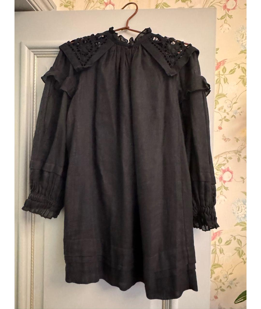 ISABEL MARANT Черное льняное повседневное платье, фото 2
