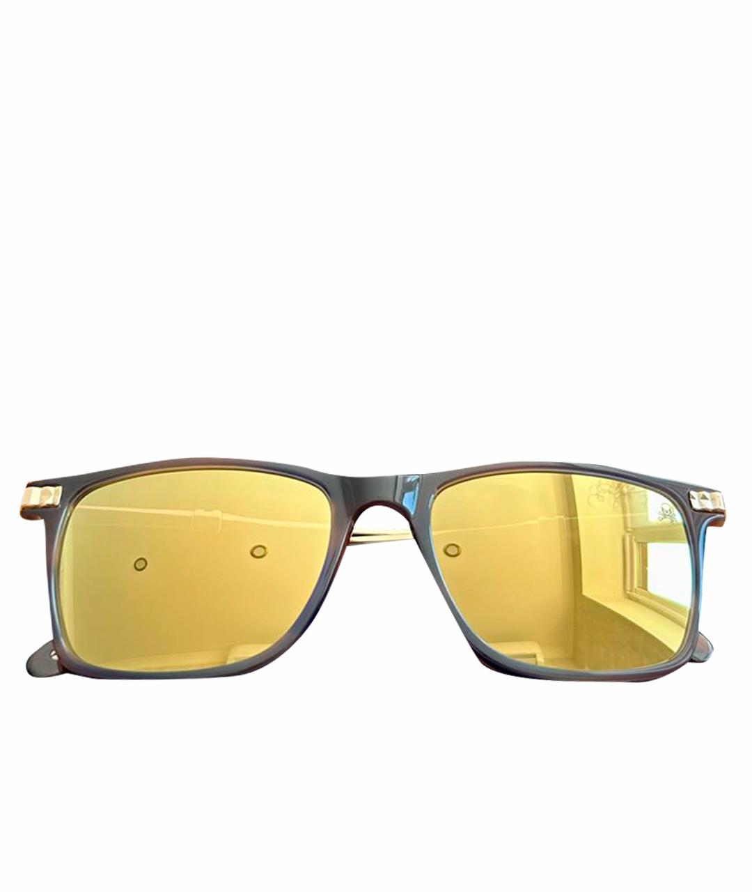 PHILIPP PLEIN Золотые пластиковые солнцезащитные очки, фото 1