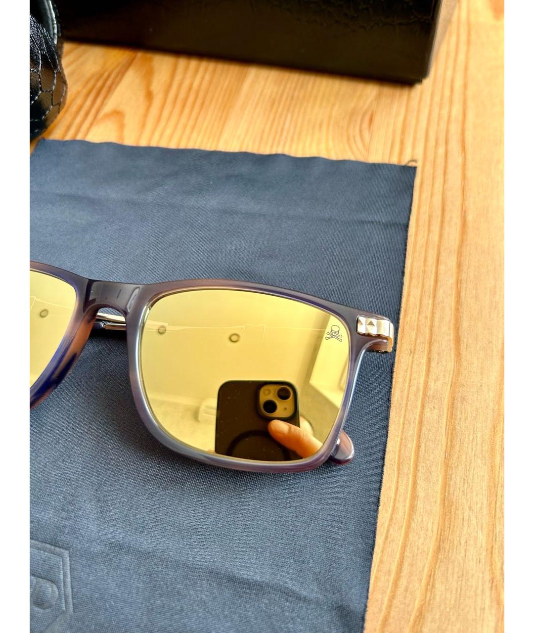 PHILIPP PLEIN Золотые пластиковые солнцезащитные очки, фото 2
